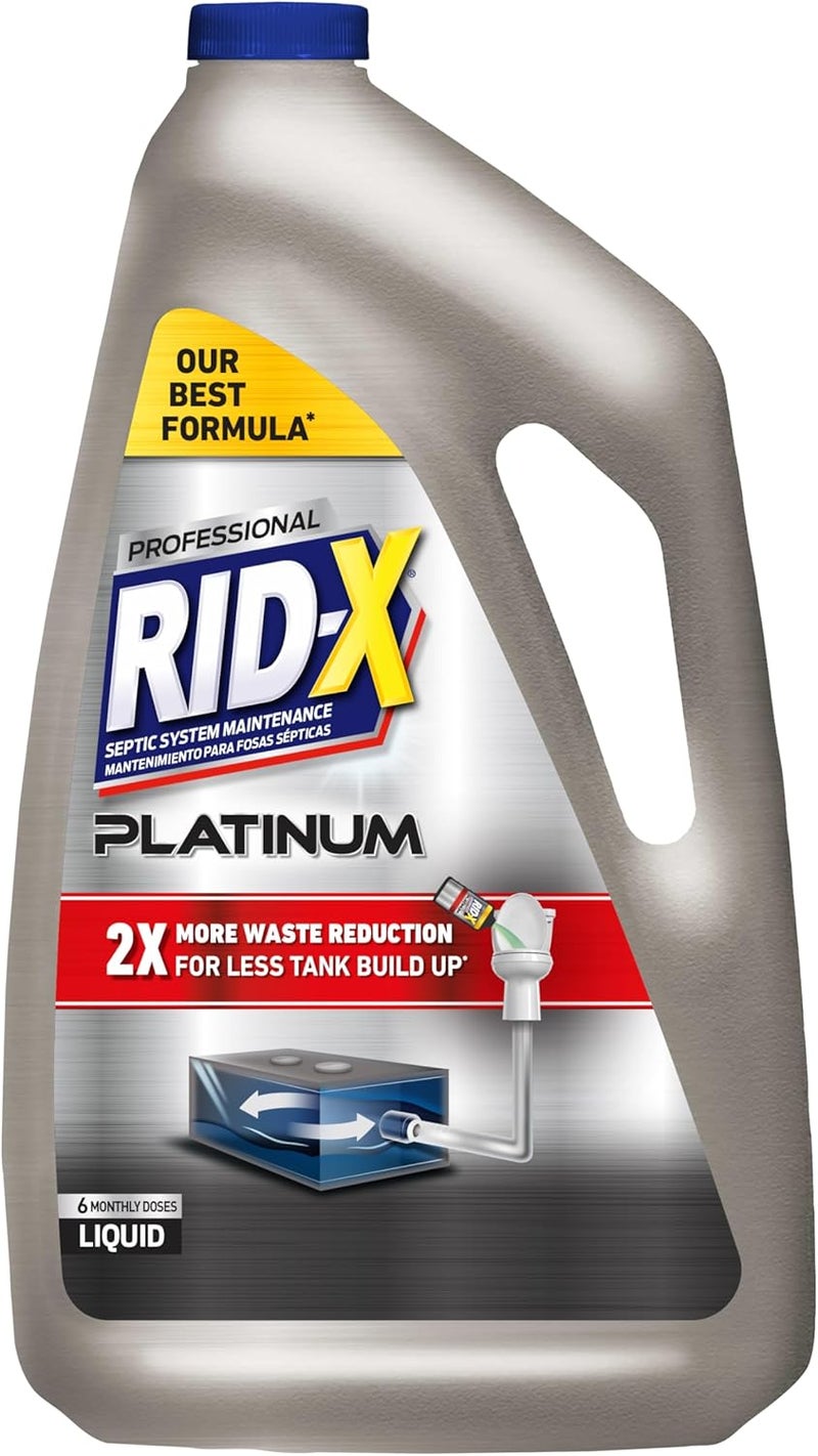 RidX Septic Tank Treatment Platinum Liquid 6 Month Supply – Our Best Formula with x2 More Waste Reduction - Image 1